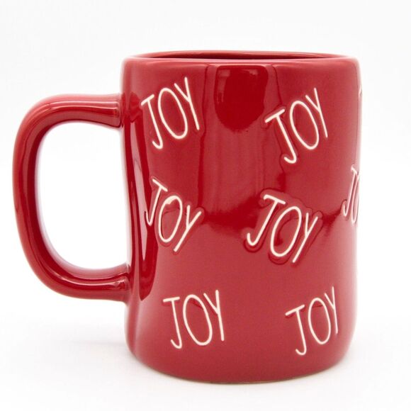 Red Rae Dunn Mug - Joy 16oz Ceramic Christmas Coffee Cup Gift For Mom - New - Picture 2 of 10